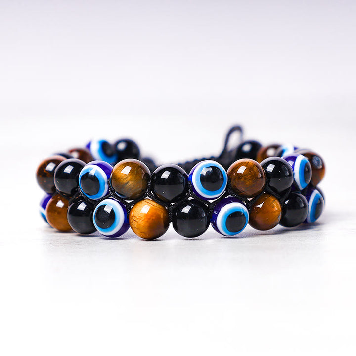 Buddha Stones Evil Eye Hematite Tiger Eye Protection Beaded Bracelet - image 8