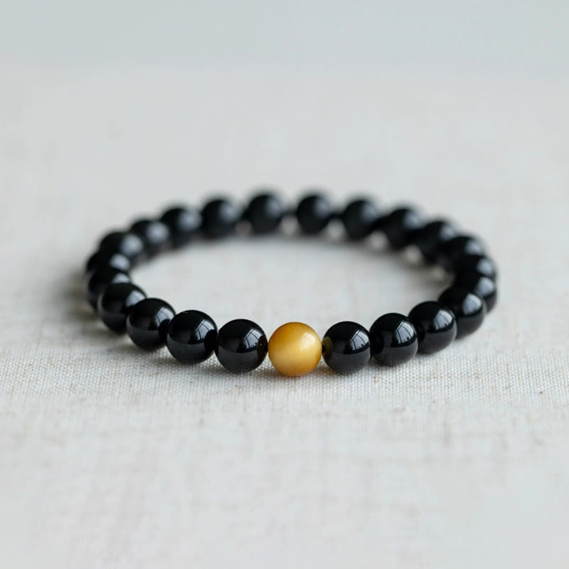 Buddha Stones Natural Rainbow Obsidian Tiger Eye Positive Love Bracelet - 8mm(Wrist Circumference 14-16cm) - image 5