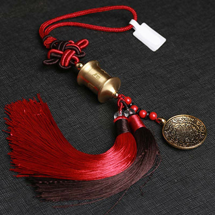 Buddha Stones Tibet Om Mani Padme Hum Prayer Wheel Nine Palace Eight Trigrams Copper Car Hanging Decoration - image 4