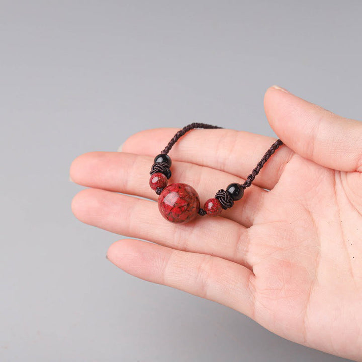Buddha Stones Natural Cinnabar Stones Bead Blessing Necklace Pendant - image 3