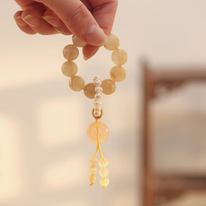 Buddha Stones Citrine Peace Buckle Prosperity Happiness Wrist Mala - Citrine(Happiness♥Prosperity) - image 0