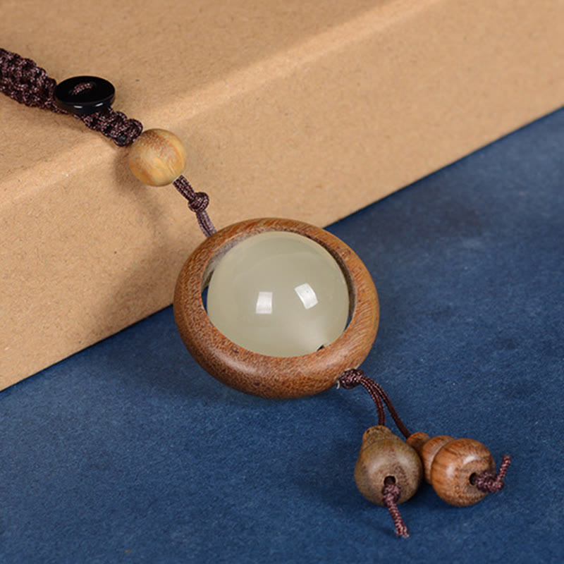 Buddha Stones Red Sandalwood Ebony Wood Green Sandalwood Luminous Lucky Bead Gourd Peace Key Chain - image 15