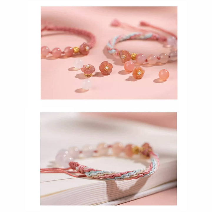 Buddha Stones Natural Gradient Agate Reincarnation Knot Peach Blossom Wealth Luck Handmade String Bracelet - image 7