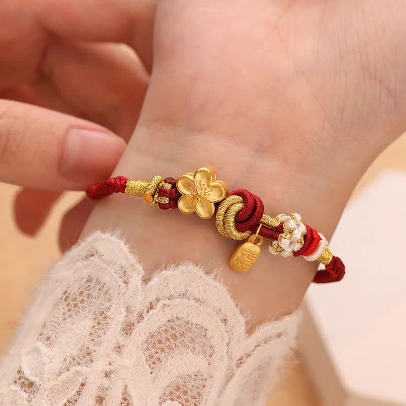 Buddha Stones Peach Blossom Happiness Charm Luck Red String Bracelet - image 10
