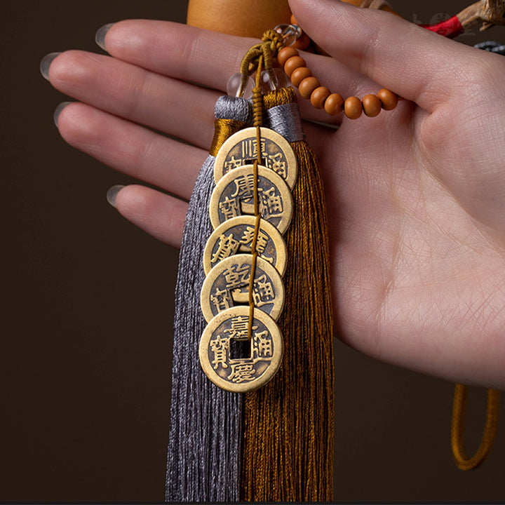 Buddha Stones Feng Shui Coins Gourd Chinese Knot Lucky Coins Five Emperor Money Wealth Tassels Decoration - image 13