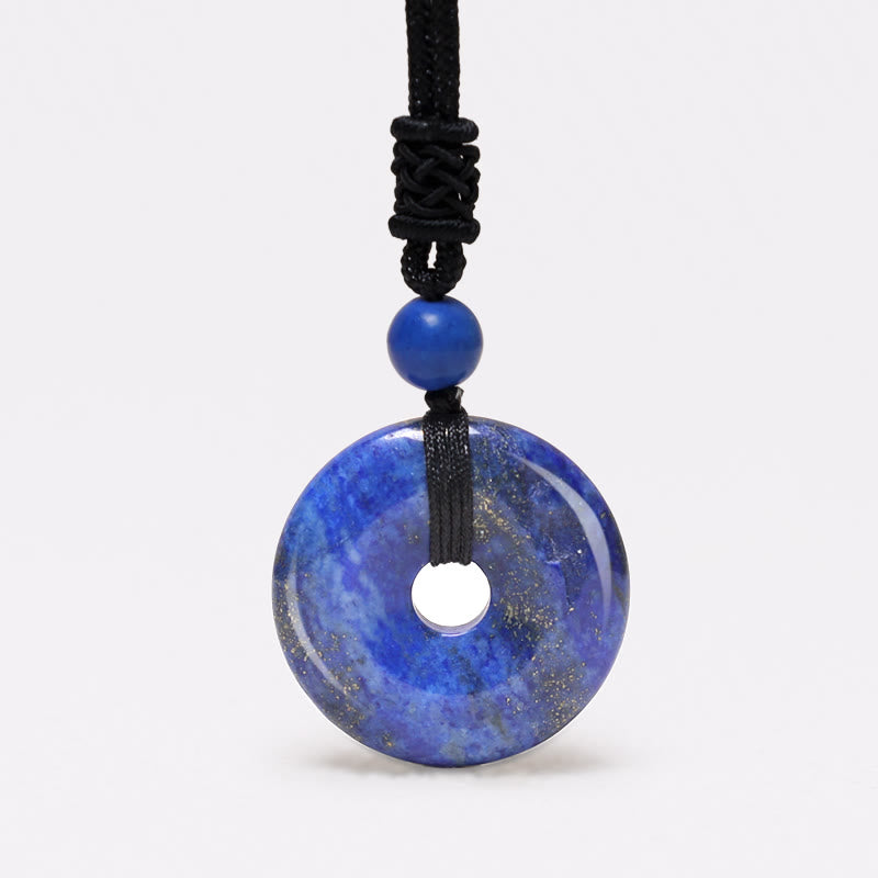 Buddha Stones Lucky Coin Pendant Healing Crystal Gemstone Necklace - Lapis Lazuli - image 27