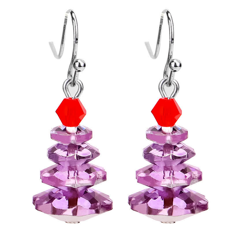 Various Crystals Christmas Tree Amethyst Peace Healing Drop Earrings - Purple - image 5