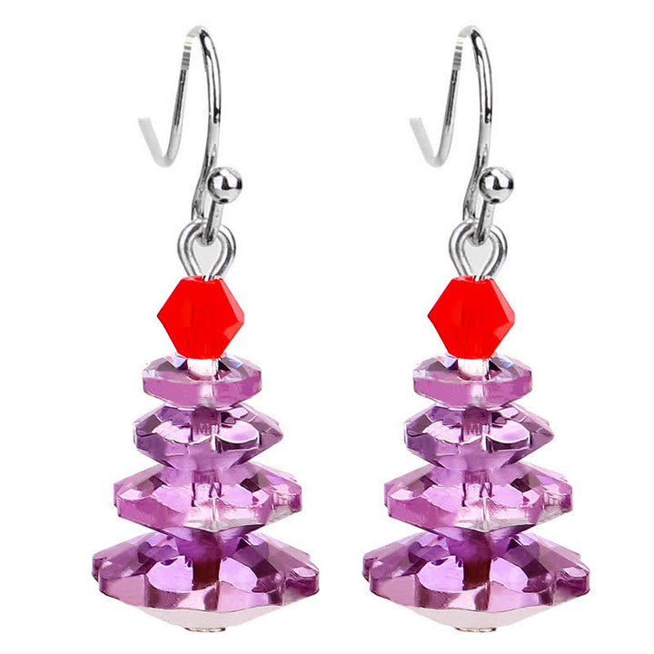 Various Crystals Christmas Tree Amethyst Peace Healing Drop Earrings - Purple - image 5