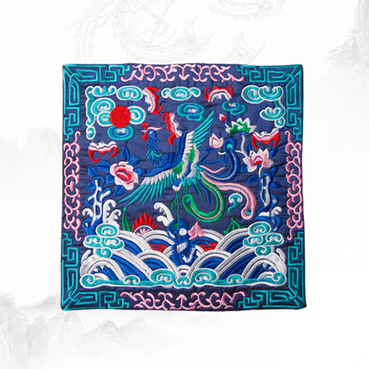 Buddha Stones Phoenix Dragon Kirin Embroidery Cup Mat Pad Tea Cup Coaster Kung Fu Tea Mat - image 8