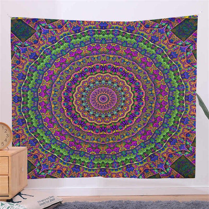 Bohemian Mandala Pattern Tapestry Wall Hanging Wall Art Focus Creativity Home Living Room Decor - Green - 150*230cm - image 8