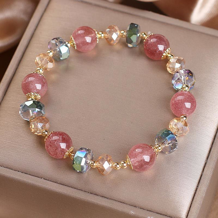 Buddha Stones Natural Strawberry Quartz Colorful Crystal Positive Bracelet - image 1