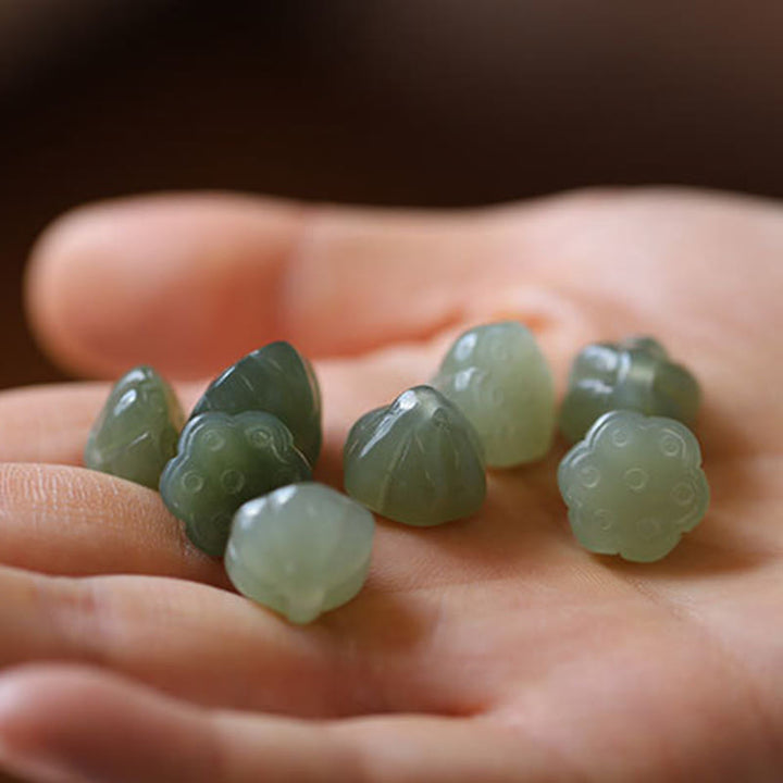 Buddha Stones Natural Round Jade Peace Buckle Lotus Abundance String Necklace Pendant - image 8