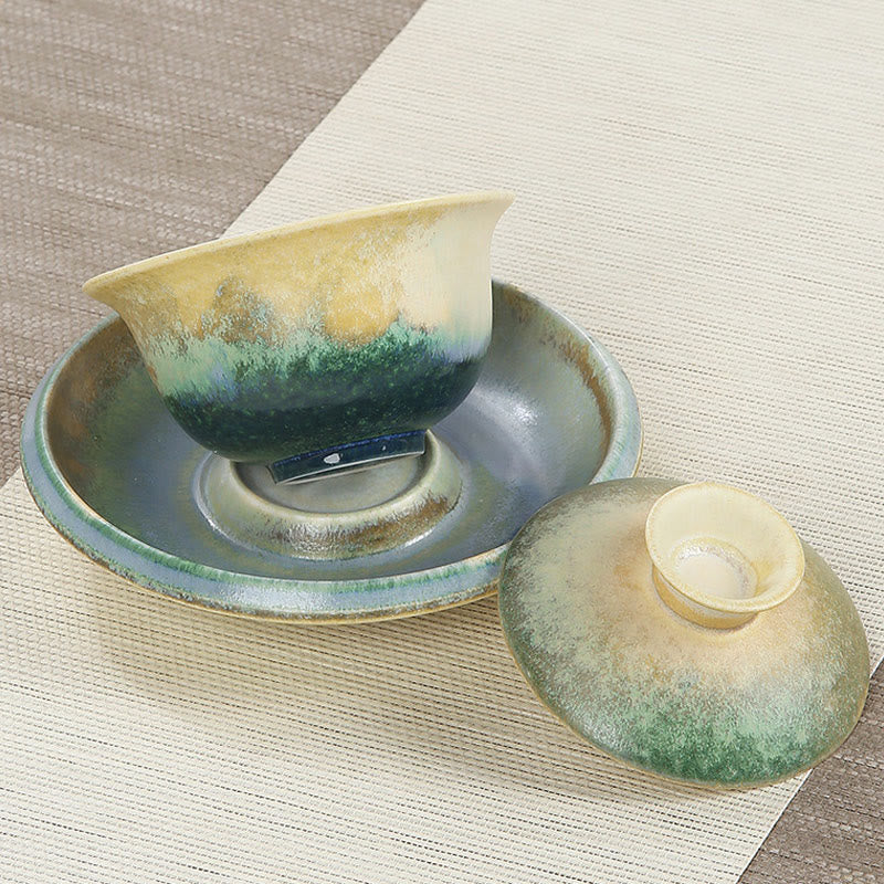Buddha Stones Green Ocean Waves Design Porcelain Ceramic Gaiwan Sancai Teacup Kung Fu Tea Cup And Saucer With Lid - image 6