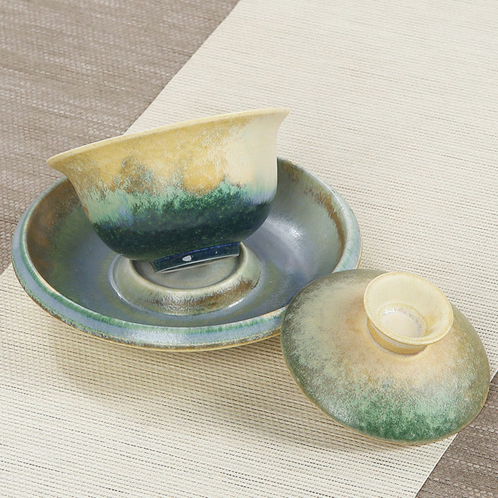Buddha Stones Green Ocean Waves Design Porcelain Ceramic Gaiwan Sancai Teacup Kung Fu Tea Cup And Saucer With Lid - image 6