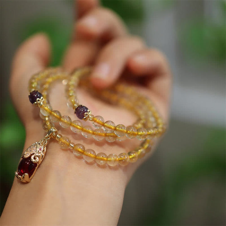 Buddha Stones Citrine Amethyst PiXiu Prosperity Happiness Protection Bracelet - image 2