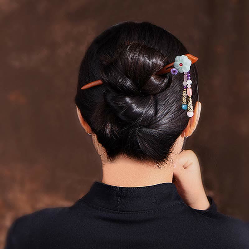 Red Sandalwood Amethyst Aventurine Protection Hairpin Decoration - image 4