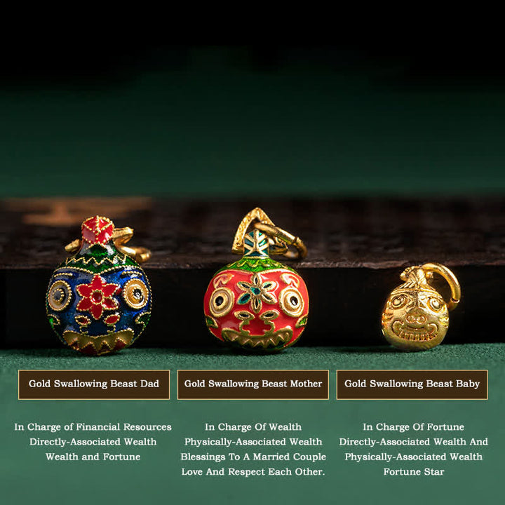 Gold Swallowing Beast Family Luck Key Chain - image 9