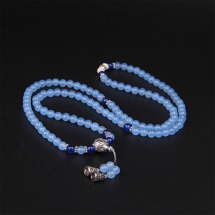 Buddha Stones 108 Beads Blue Crystal Healing Bracelet Mala - image 6