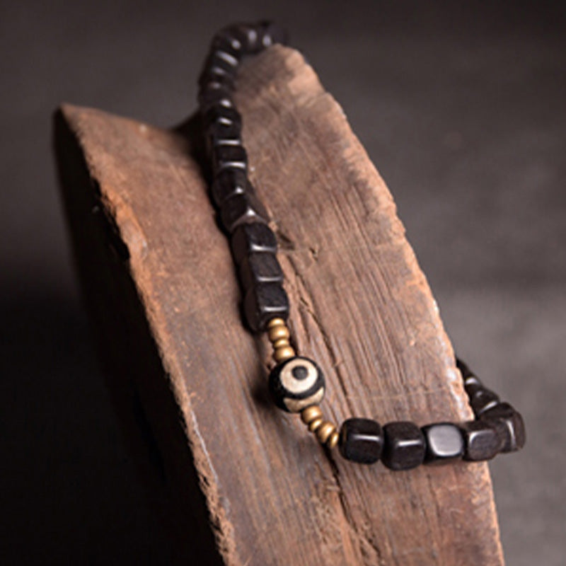 Buddha Stones Ebony Wood Dzi Bead Copper Peace Couple Bracelet - image 9