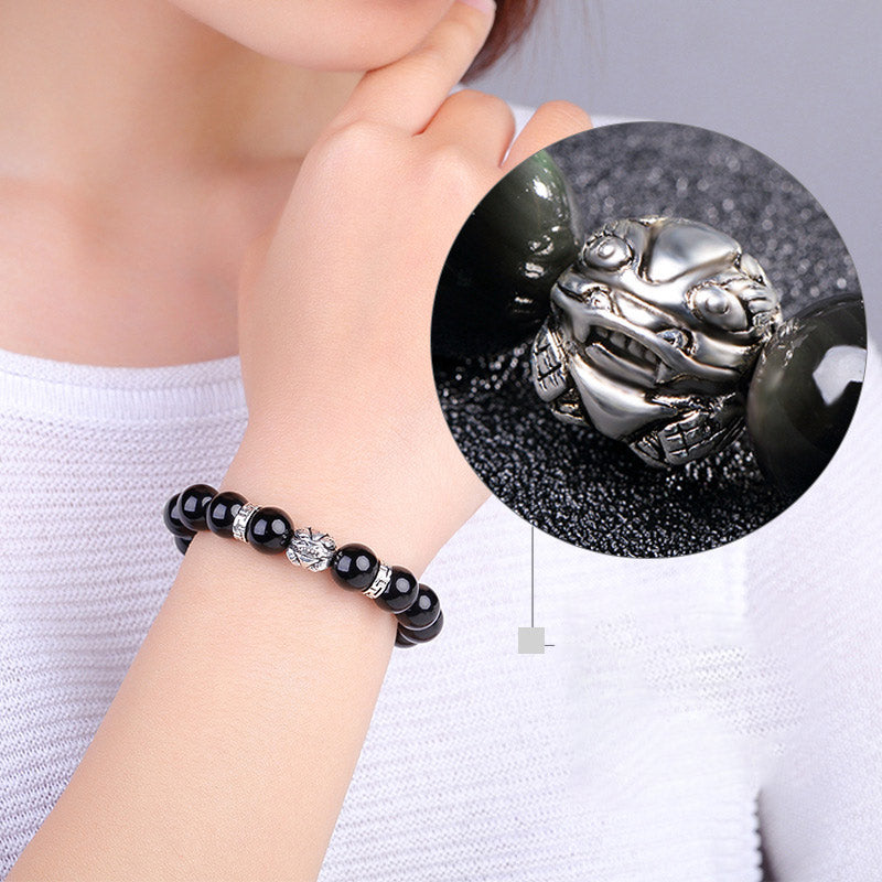 FengShui Natural Rainbow Obsidian PiXiu Blessing Bracelet - image 6