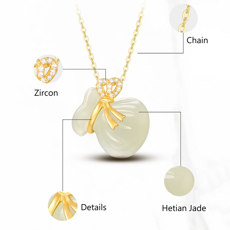 Buddha Stones Natural Hetian White Jade Luck Money Bag Necklace Pendant - image 8