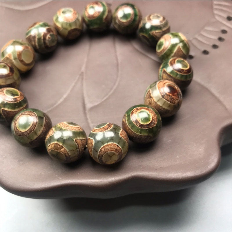 Buddha Stones Three-eyed Dzi Bead Sardonyx Luck Bracelet - image 2