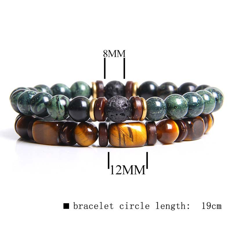 Buddha Stones 2PCS Healing Crystal Emperor Stone Tiger Eye Bead Bracelet - image 12