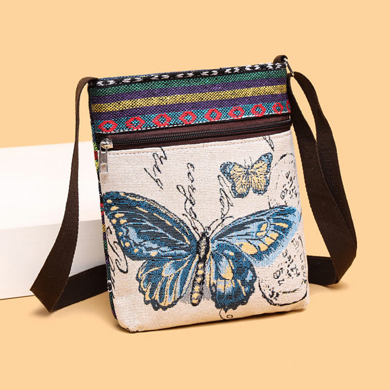 Buddha Stones Elephant Butterfly Embroidered Canvas Tote Bag Shoulder Bag Crossbody Bag - image 10