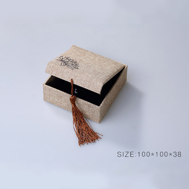 Buddha Stones Lotus Pattern Jewelry Storage Box Gift Box Tassels - image 9