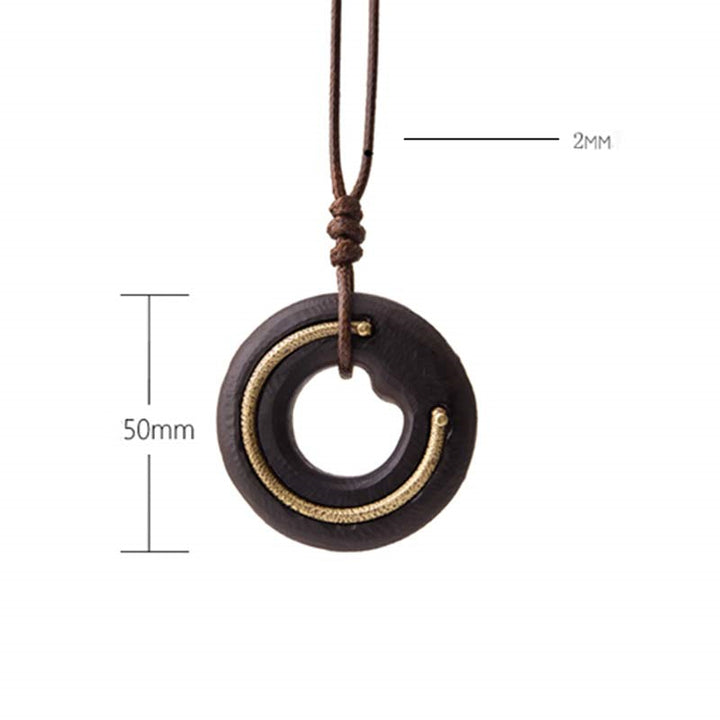 Buddha Stones Zen Circle Ebony Wood Peace Calm Necklace Pendant - image 16
