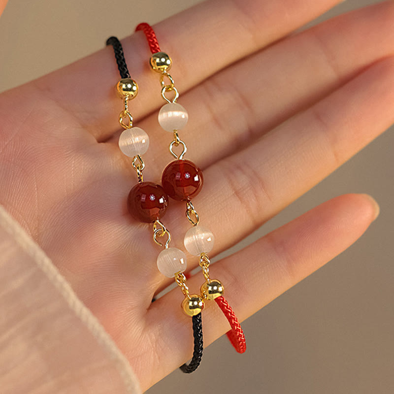 Buddha Stones Red Agate Cat Eye Braided String Confidence Bracelet - image 8