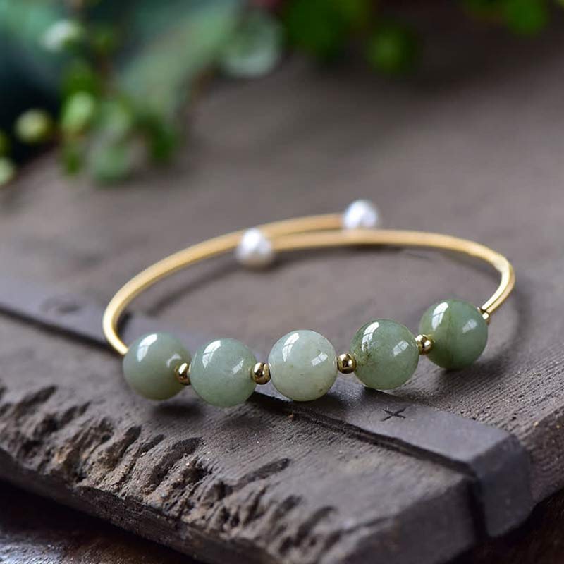 Buddha Stones Jade Abundance Luck Blessing Bracelet Bangle - Jade - image 0