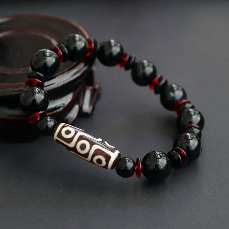 Buddha Stones Black Onyx Nine-Eye Dzi Bead Wealth Protection Bracelet - image 3