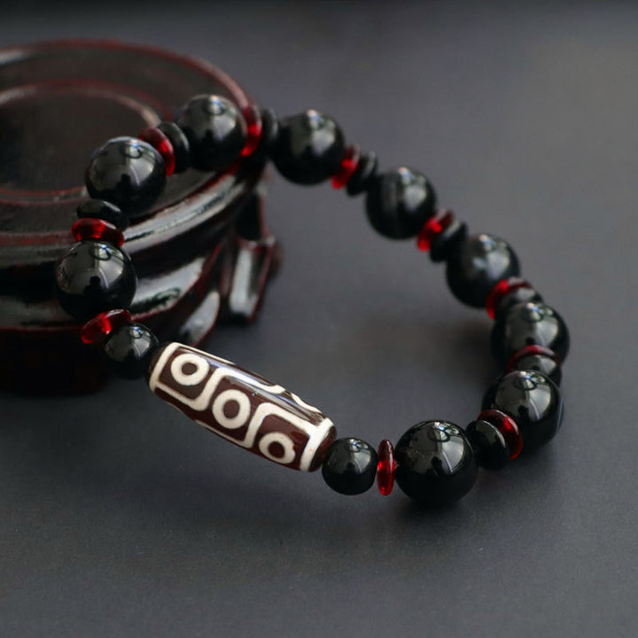 Buddha Stones Black Onyx Nine-Eye Dzi Bead Wealth Protection Bracelet - image 3