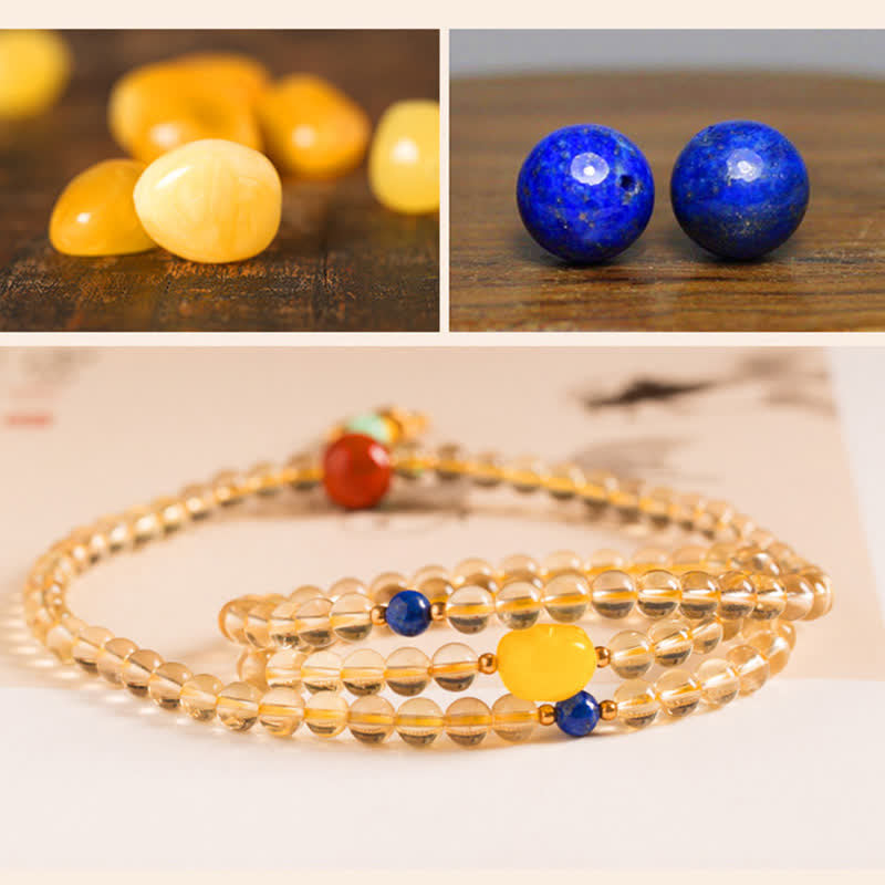 925 Sterling Silver 108 Mala Beads Natural Citrine Red Agate Amber Pleasure Charm Bracelet - image 12