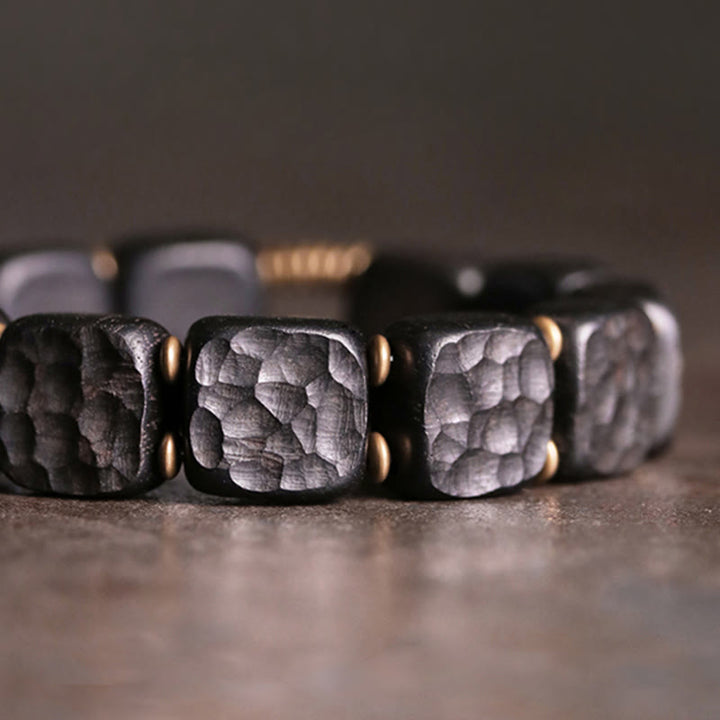 Buddha Stones Retro Ebony Wood Texture Style Copper Peace Balance Bracelet - image 3
