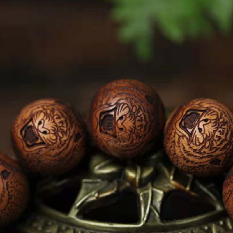 Buddha Stones Tibetan Rosewood Engraving Tiger Protection Bracelet - image 4