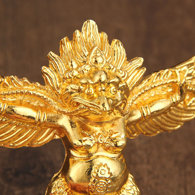 Buddha Stones Tibetan Gold Garuda Bird Alloy Protection Home Decoration - image 2