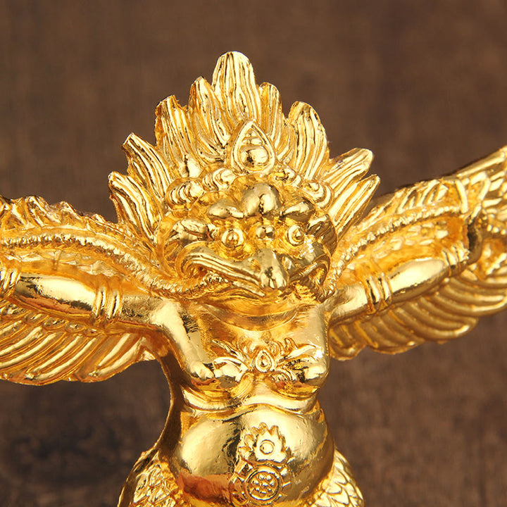 Buddha Stones Tibetan Gold Garuda Bird Alloy Protection Home Decoration - image 2