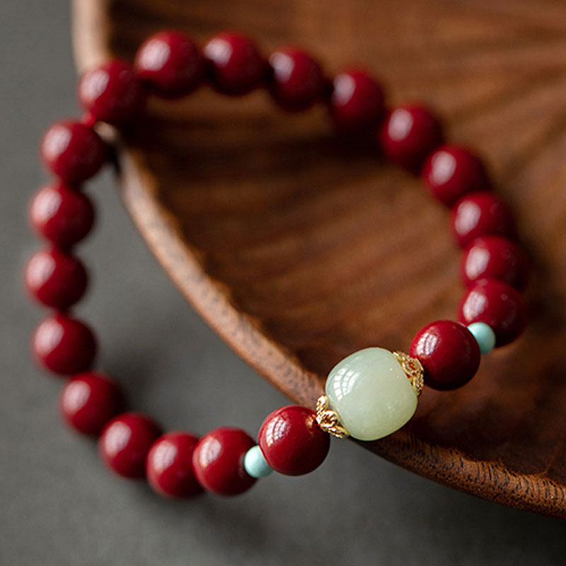 Buddha Stones Cinnabar Green Aventurine Fortune Luck Bracelet - image 3