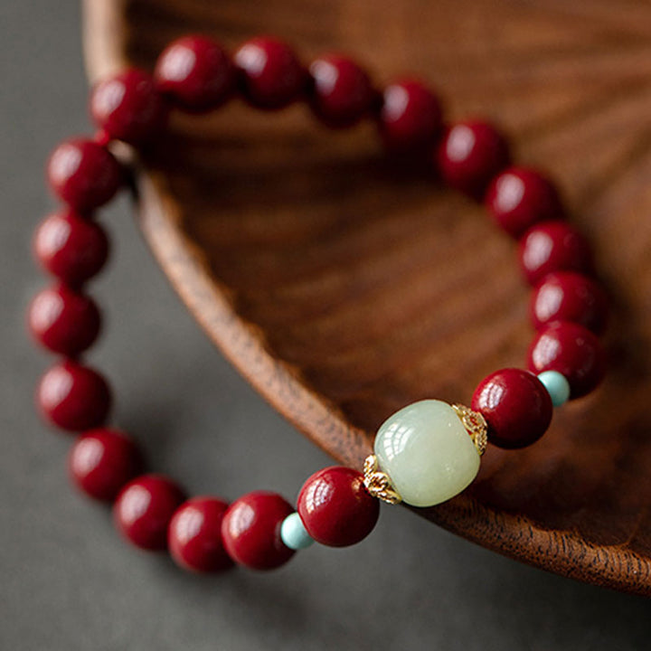 Buddha Stones Cinnabar Green Aventurine Fortune Luck Bracelet - image 3