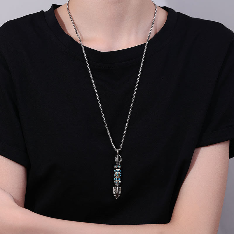 Buddha Stones Tibetan Om Mani Padme Hum Protection Wealth Rotatable Necklace Pendant - image 2