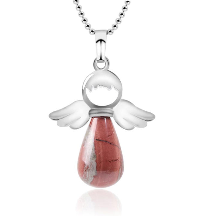 Buddha Stones Little Angel Wings Natural Crystal Luck Necklace Pendant - Red Jasper - image 6
