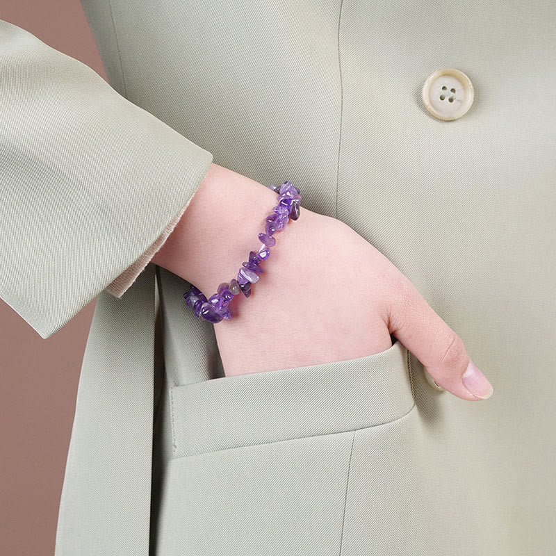 Natural Irregular Shape Crystal Stone Warmth Soothing Bracelet - image 13