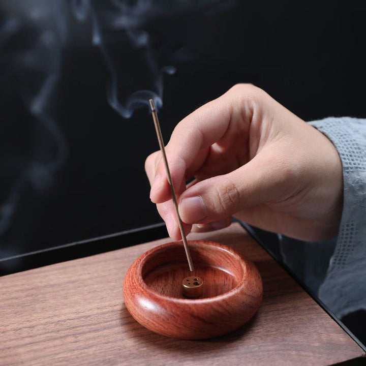 Buddha Stones Mini Ebony Wood Rosewood Meditation Healing Stick Incense Burner Decoration - Rosewood 6.6*2cm - image 6