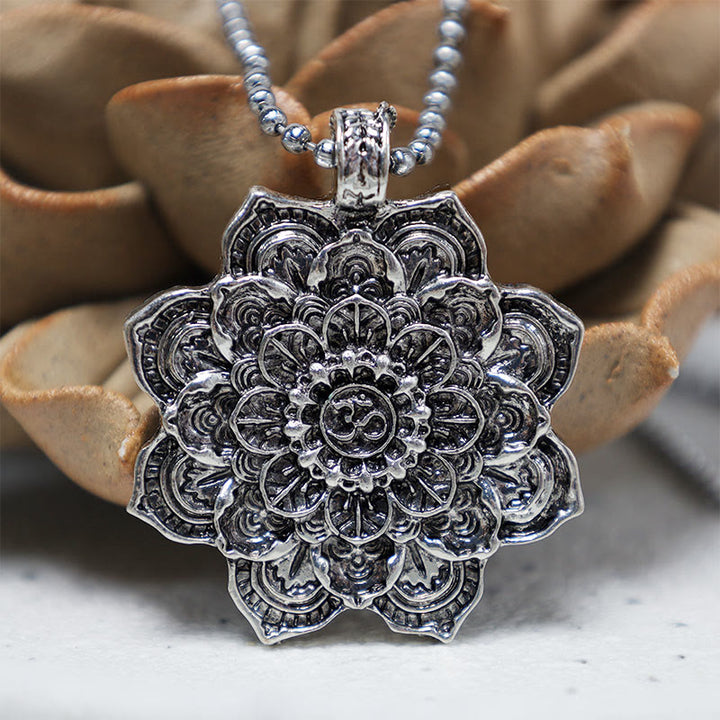 Buddha Stones Tibetan Lotus Blessing Necklace Pendant - image 5