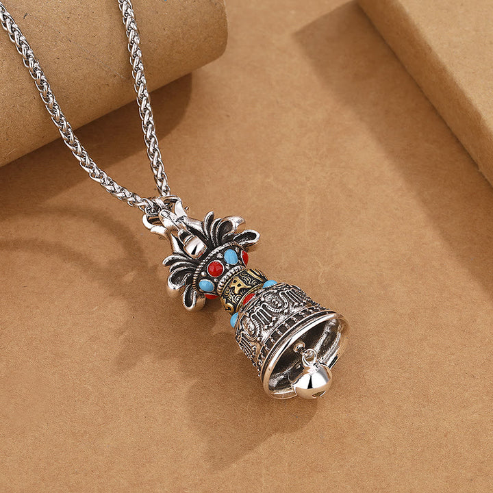 Buddha Stones Tibetan Om Mani Padme Hum Dorje Vajra Bell Strength Necklace Pendant - image 2