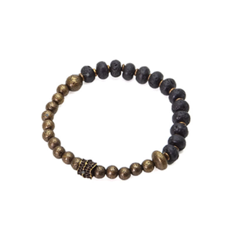 Buddha Stones Lava Rock Stone Copper Balance Cuff Bracelet Bangle - image 9