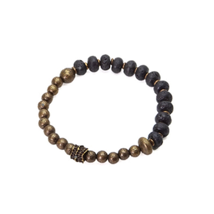 Buddha Stones Lava Rock Stone Copper Balance Cuff Bracelet Bangle - image 9