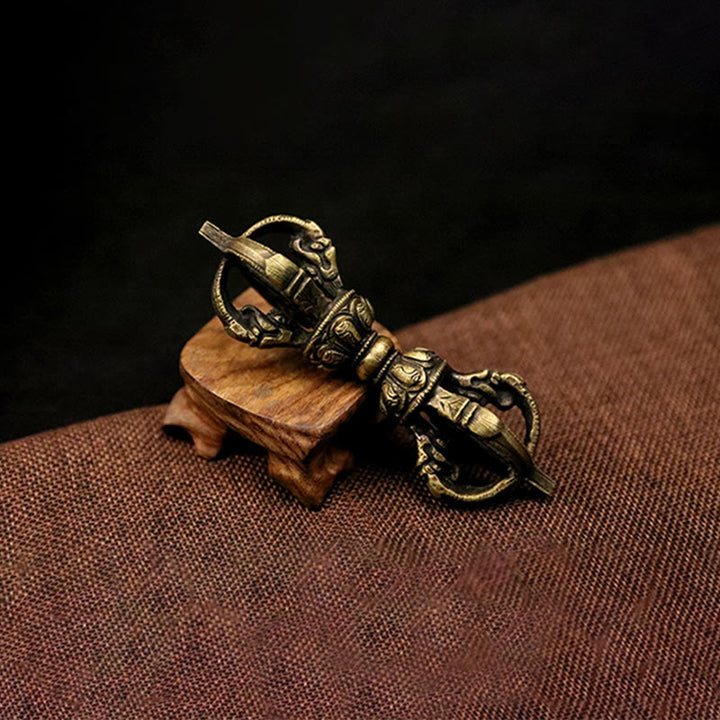Buddha Stones Handmade Nepal Five Prong Three Prong Vajra Dorje Strength Copper Decoration - image 2